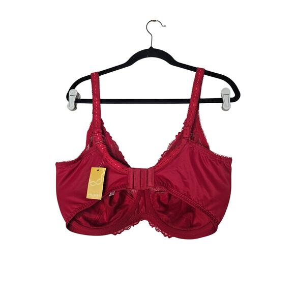NEW Delimira 38I Minimizer Bra No Padding Wine Red Lace Underwire Lingerie - Picture 3 of 3